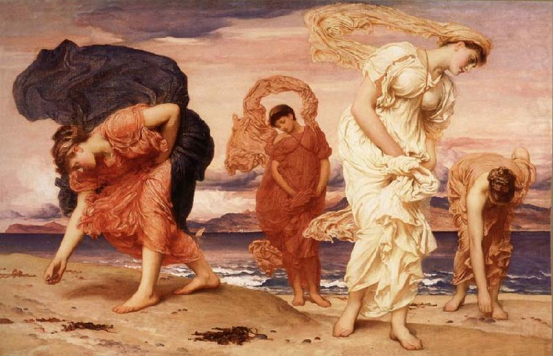Frederick Leighton Greek Girls Picking up Pebbles by the Sea china oil painting image
